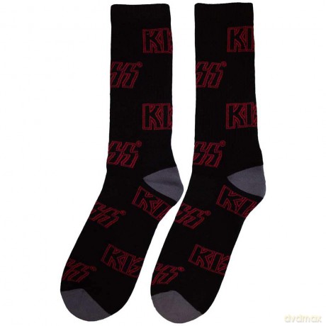 Kiss: KISS Unisex Terry Socks: Logo Pattern (Black) (UK Size 7 - 11)