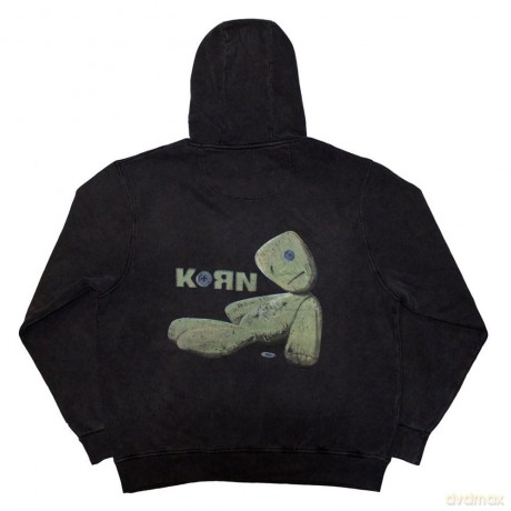 Korn: Unisex Stone Wash Pullover Hoodie: Doll Issues (Charcoal Grey) (Back Print) (Small)