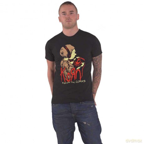 Korn: Unisex T-Shirt: Follow The Leader (Black) (Back Print) (X-Large)