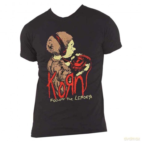 Korn: Unisex T-Shirt: Follow The Leader (Black) (Back Print) (X-Large)