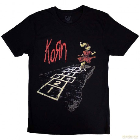 Korn: Unisex T-Shirt: Follow The Leader Hopscotch (Black) (Back Print) (X-Large)