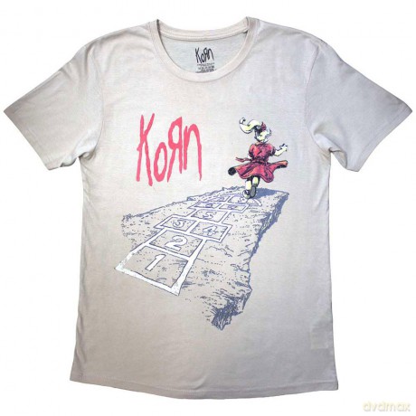 Korn: Unisex T-Shirt: Follow The Leader Hopscotch (Sand) (Back Print) (Large)