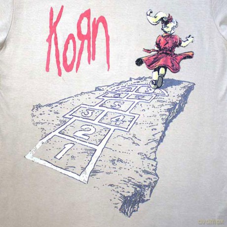 Korn: Unisex T-Shirt: Follow The Leader Hopscotch (Sand) (Back Print) (Small)