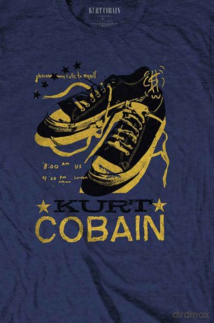 Kurt Cobain: Kids T-Shirt: Laces (Navy Blue) (13-14 Years)