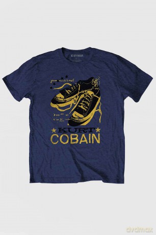 Kurt Cobain: Kids T-Shirt: Laces (Navy Blue) (3-4 Years)