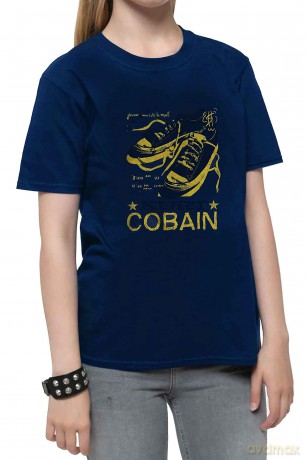 Kurt Cobain: Kids T-Shirt: Laces (Navy Blue) (3-4 Years)