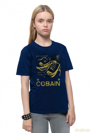 Kurt Cobain: Kids T-Shirt: Laces (Navy Blue) (7-8 Years)