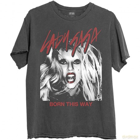 Lady Gaga: Unisex T-Shirt: Born This Way Photo (Charcoal Grey) (Medium)