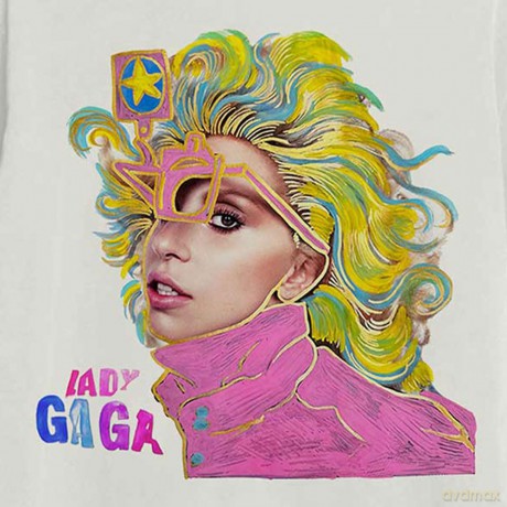 Lady Gaga: Unisex T-Shirt: Colour Sketch (Natural) (Medium)