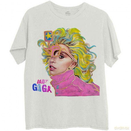 Lady Gaga: Unisex T-Shirt: Colour Sketch (Natural) (X-Large)