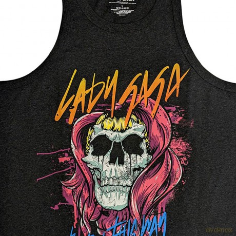 Lady Gaga: Unisex Tank T-Shirt: Skull (Charcoal Grey) (Medium)