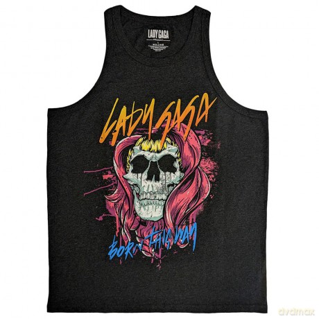 Lady Gaga: Unisex Tank T-Shirt: Skull (Charcoal Grey) (X-Large)