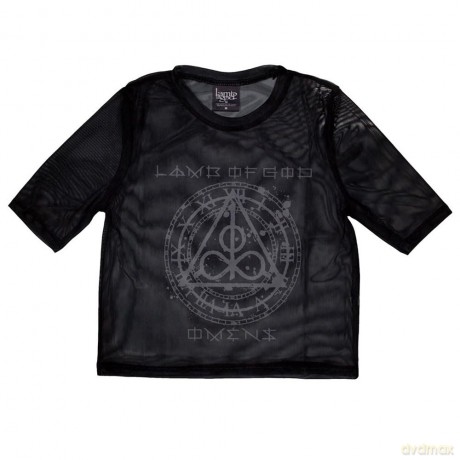 Lamb Of God: Ladies Crop Top: Omens Clock (Black) (Mesh) (Medium)