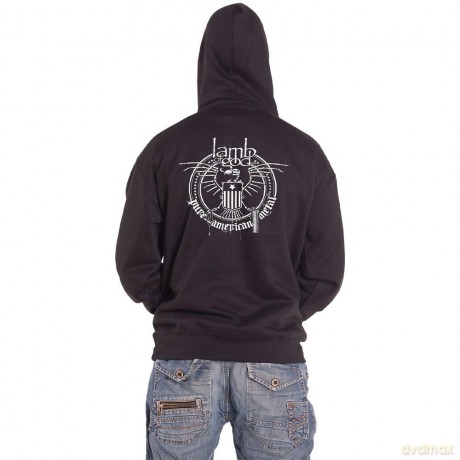 Lamb Of God: Unisex Pullover Hoodie: Skeleton Eagle (Black) (Back Print) (Small)