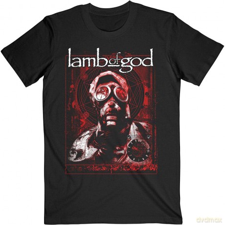 Lamb Of God: Unisex T-Shirt: Gas Masks Waves (Black) (Large)