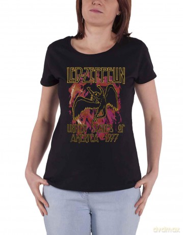 Led Zeppelin: Ladies T-Shirt: Black Flames (Black) (Medium)