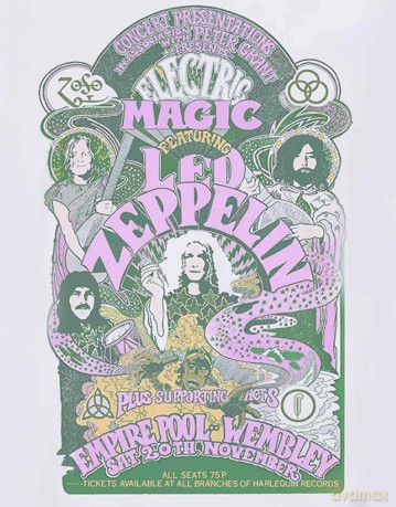 Led Zeppelin: Ladies T-Shirt: Electric Magic (White) (Large)