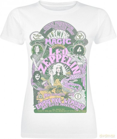 Led Zeppelin: Ladies T-Shirt: Electric Magic (White) (Medium)