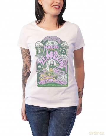 Led Zeppelin: Ladies T-Shirt: Electric Magic (White) (XX-Large)