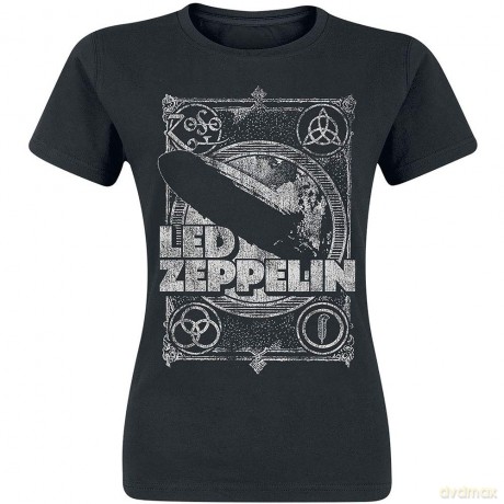 Led Zeppelin: Ladies T-Shirt: Vintage Print LZ1 (Black) (Large)