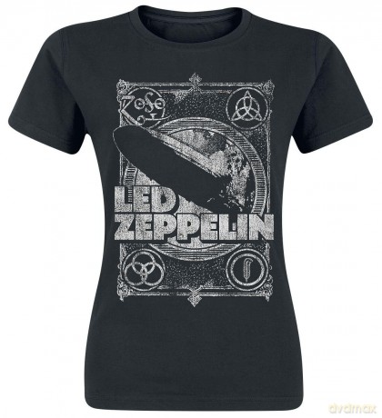 Led Zeppelin: Ladies T-Shirt: Vintage Print LZ1 (Black) (X-Large)