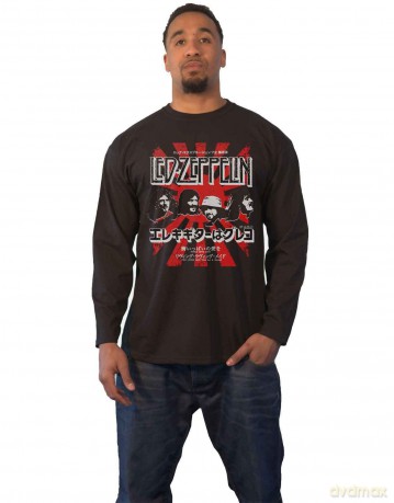 Led Zeppelin: Unisex Long Sleeve T-Shirt: Japanese Burst (Black) (Large)