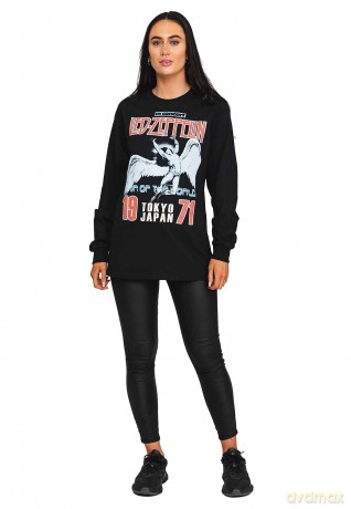 Led Zeppelin: Unisex Long Sleeve T-Shirt: Japanese Icarus (Black) (Large)