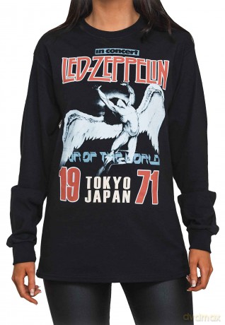 Led Zeppelin: Unisex Long Sleeve T-Shirt: Japanese Icarus (Black) (Small)