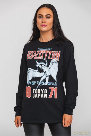 Led Zeppelin: Unisex Long Sleeve T-Shirt: Japanese Icarus (Black) (Small)