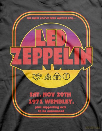 Led Zeppelin: Unisex T-Shirt: 1971 Wembley (Black) (Large)
