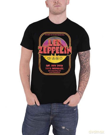 Led Zeppelin: Unisex T-Shirt: 1971 Wembley (Black) (X-Large)