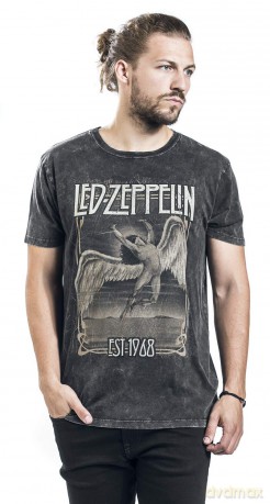 Led Zeppelin: Unisex T-Shirt: Faded Falling (Black) (Large)