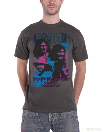 Led Zeppelin: Unisex T-Shirt: Japanese Blimp (Charcoal Grey) (Medium)