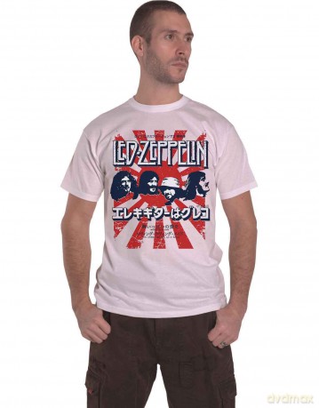 Led Zeppelin: Unisex T-Shirt: Japanese Burst (White) (XX-Large)