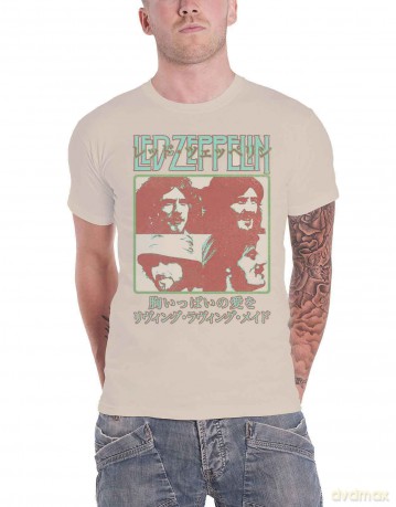 Led Zeppelin: Unisex T-Shirt: Japanese Poster (Natural) (XX-Large)