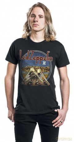 Led Zeppelin: Unisex T-Shirt: LZII Searchlights (Black) (Large)
