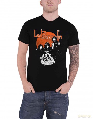 Led Zeppelin: Unisex T-Shirt: Orange Circle (Black) (X-Large)