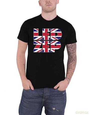 Led Zeppelin: Unisex T-Shirt: Union Jack Type (Black) (Medium)