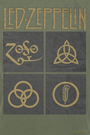 Led Zeppelin: Unisex Tee: Gold Symbols in Black Square (Small)