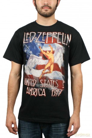 Led Zeppelin: Unisex Tee: Stars N' Stripes USA '77. (Medium)