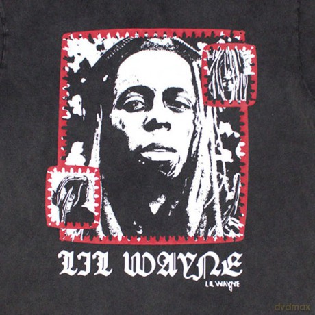 Lil Wayne: Unisex Stone Wash T-Shirt: Mono Photo (Charcoal Grey) (Small)