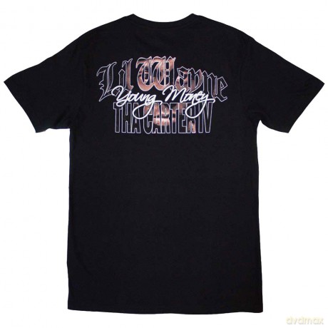 Lil Wayne: Unisex T-Shirt: Face Infill (Black) (Back Print) (Medium)