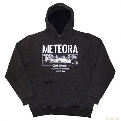 Linkin Park: Unisex Stone Wash Pullover Hoodie: Meteora Wall Art (Charcoal Grey) (Small)