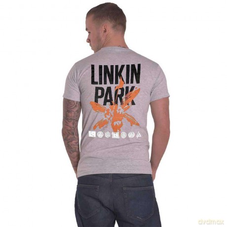 Linkin Park: Unisex T-Shirt: Soldier Icons (Grey) (Back Print) (Small)