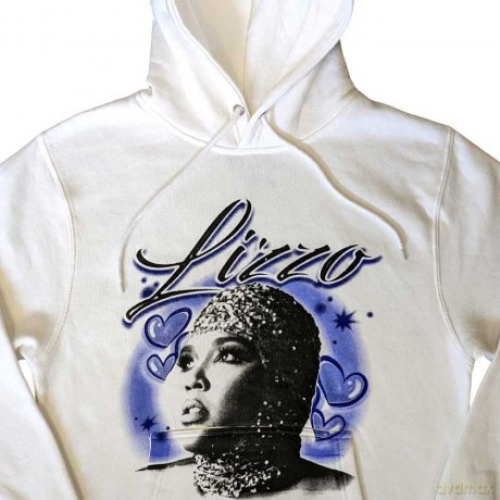 Lizzo: Unisex Pullover Hoodie: Special Hearts Airbrush (White) (Large)