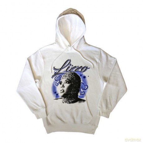 Lizzo: Unisex Pullover Hoodie: Special Hearts Airbrush (White) (Medium)