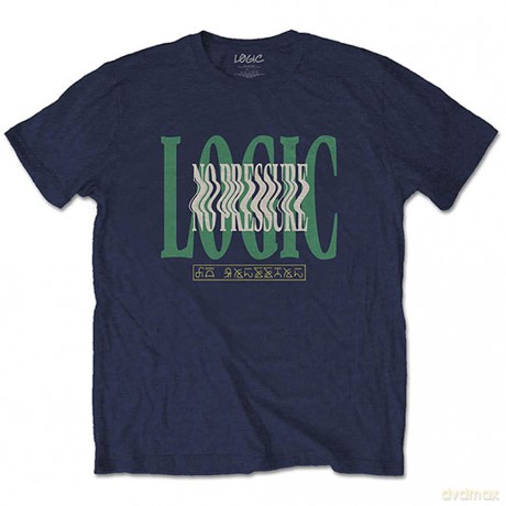 Logic: Unisex T-Shirt: Wavy (Navy Blue) (Back Print) (Large)
