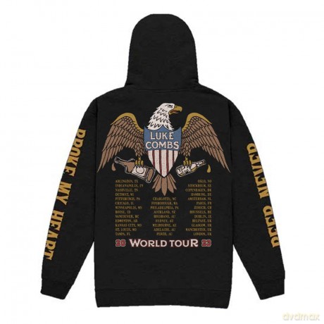 Luke Combs: Unisex Pullover Hoodie: Tour '23 Eagle (Black) (Back Print & Ex-Tour) (Small)