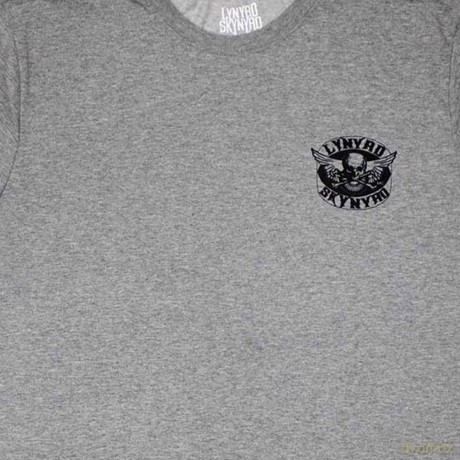 Lynyrd Skynyrd: Unisex T-Shirt: Mini Biker Patch Logo Mono (Grey) (Medium)