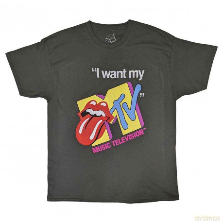 Mtv: MTV Unisex T-Shirt: Rolling Stones I Want My MTV (Charcoal Grey) (X-Large)